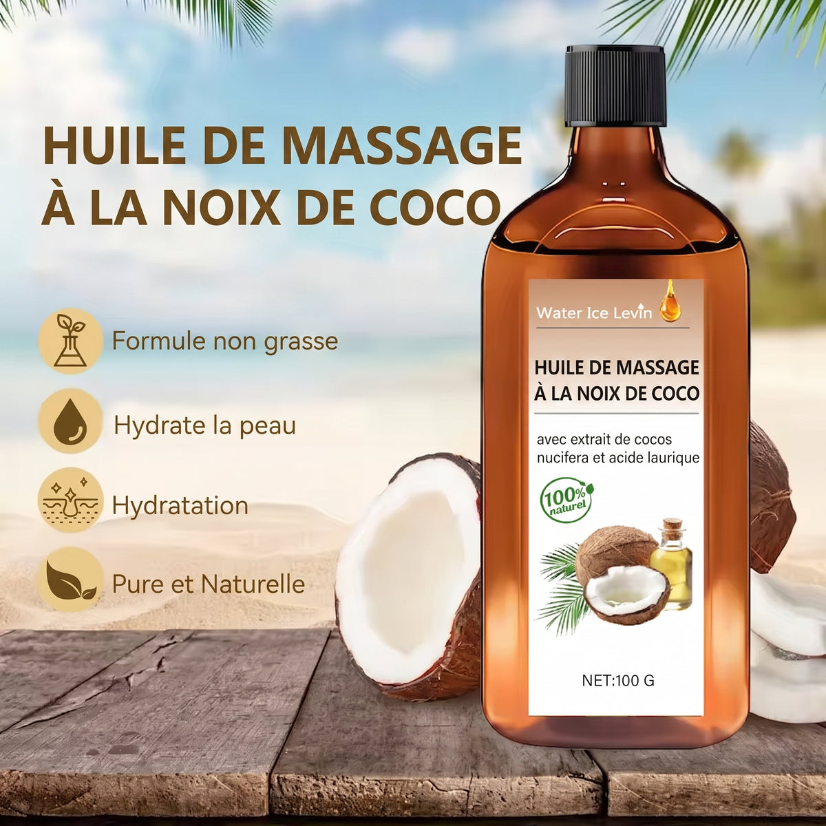 Formule non grasse à l'extrait de coco de l'huile de massage COLO