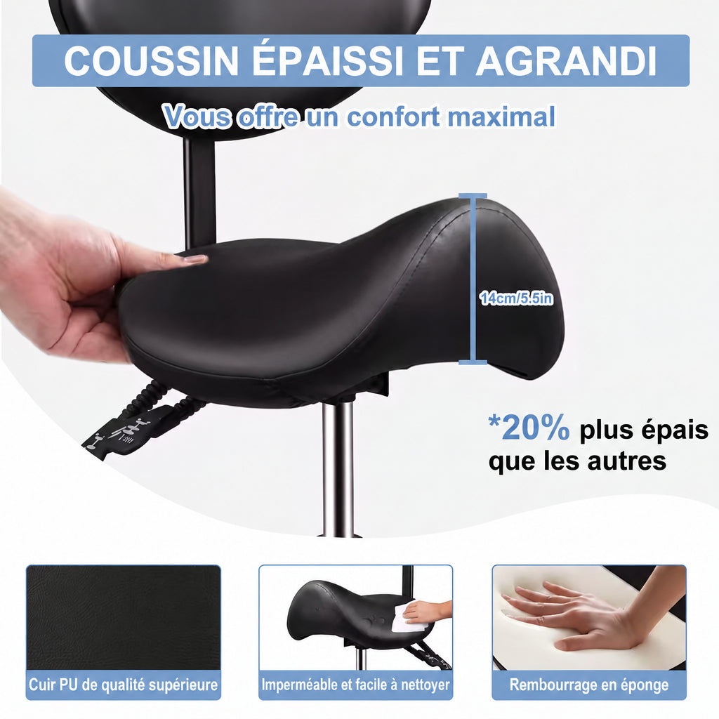 Assise épaissie de 14 cm en cuir PU imperméable du tabouret de massage BALU