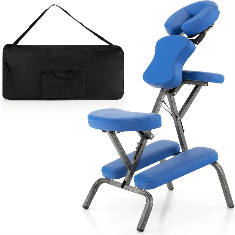 Chaise de massage pliante bleue et sa housse, image de la collection de chaises de massage