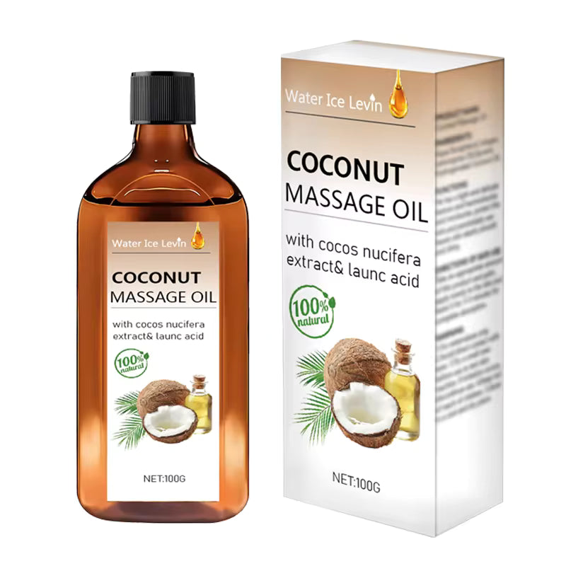 Huile de massage COLO à la noix de coco, flacon ambré de 100 g et son étui