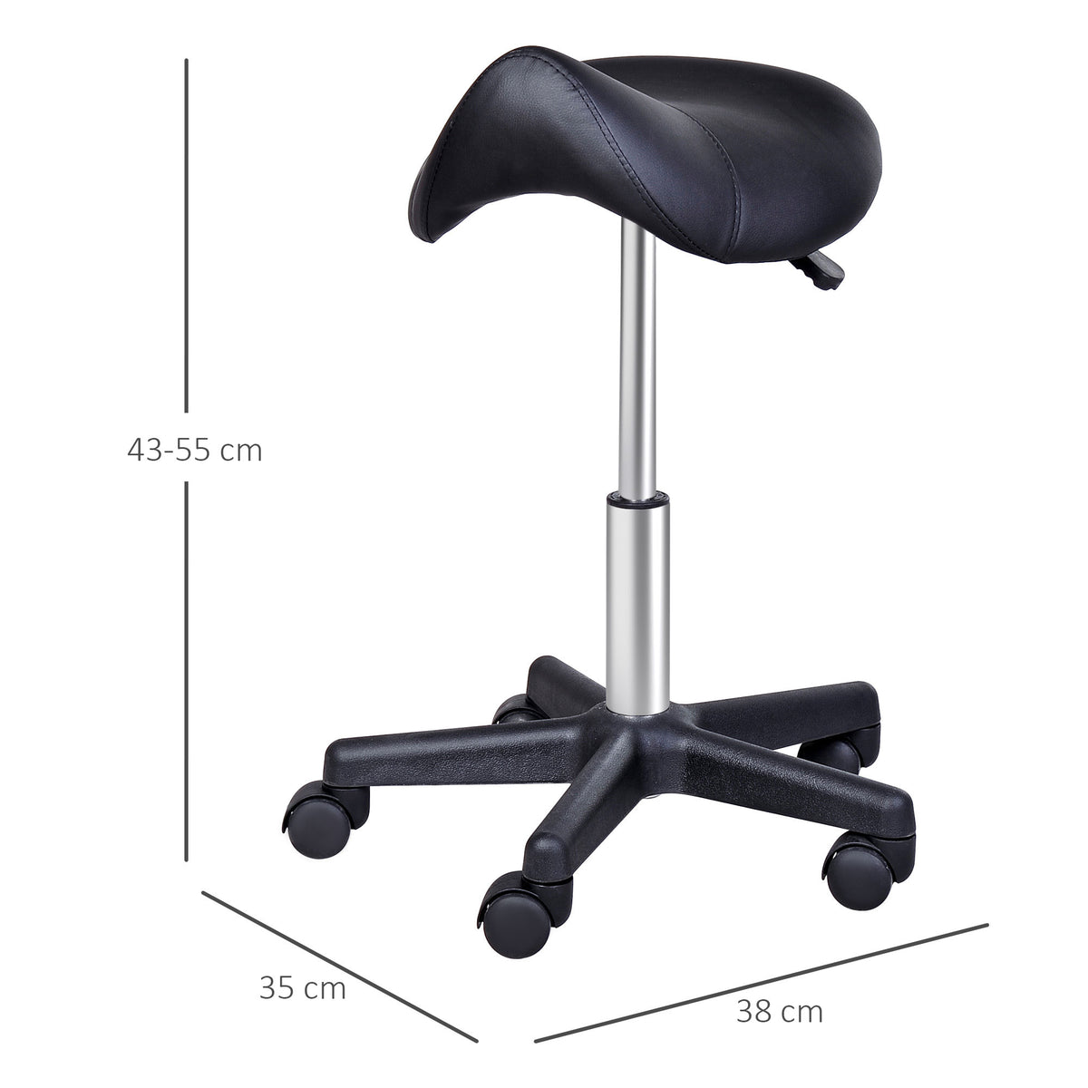 Dimensions du tabouret TARLO : 38 x 35 cm et hauteur réglable de 43 à 55 cm